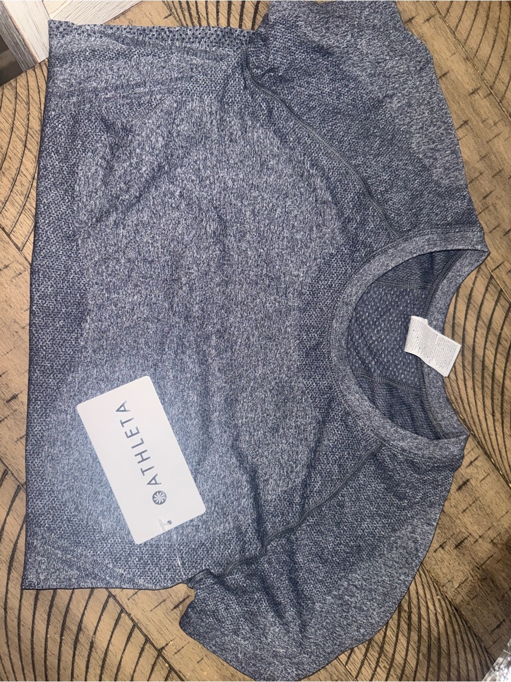 Athleta Heathered Blue-Gray Short Sleeve Performance Top